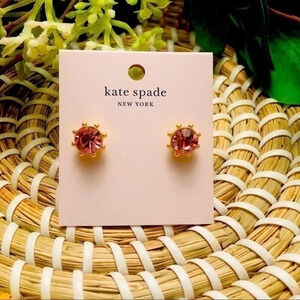 Kate Spade New York Pink Crystal Stud Earrings Rose Gold Tone NWT